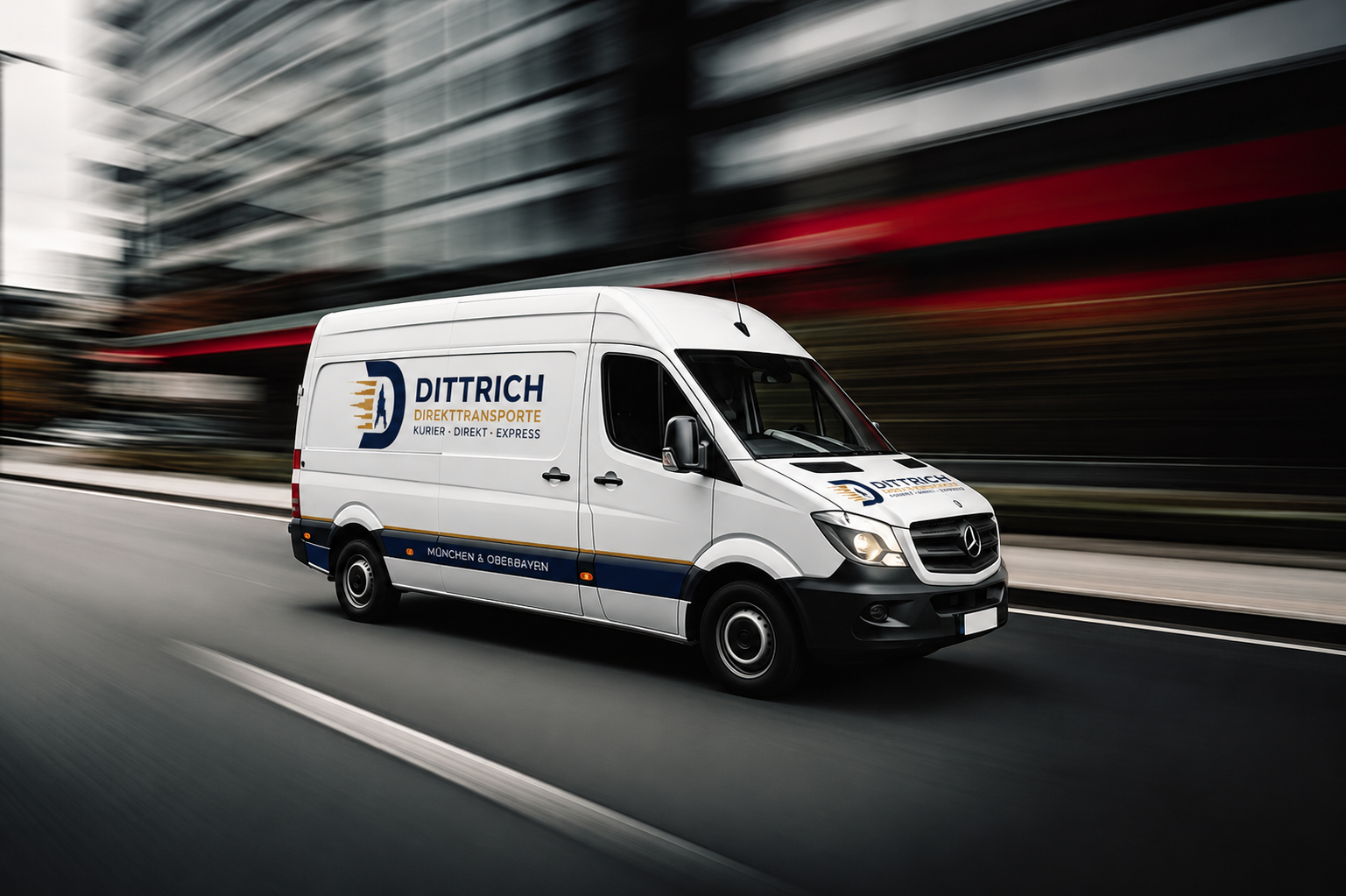Dittrich Transporter bei einer schnellen Kurierfahrt